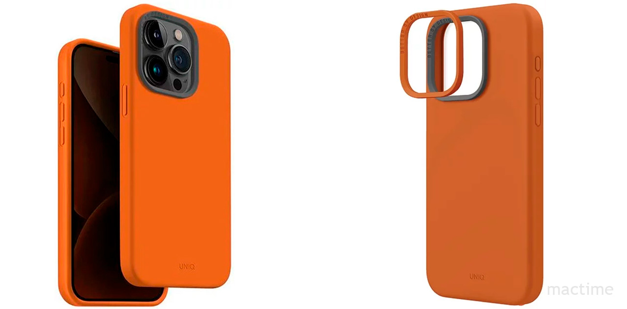 Чехол Uniq LINO оранжевого цвета для iPhone 15 Pro